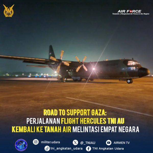 Road To Support Gaza: Perjalanan Flight Hercules TNI AU Kembali ke Tanah Air Melintasi Empat Negara
